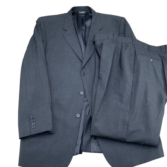 Jos A Bank Suit Men 46L/38Wx31L Gray Straight Leg Classic Career Wool 2pc - Picture 1 of 16